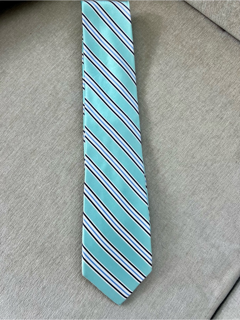 Jones New York Aqua Stripe Tie with Navy and White Accents